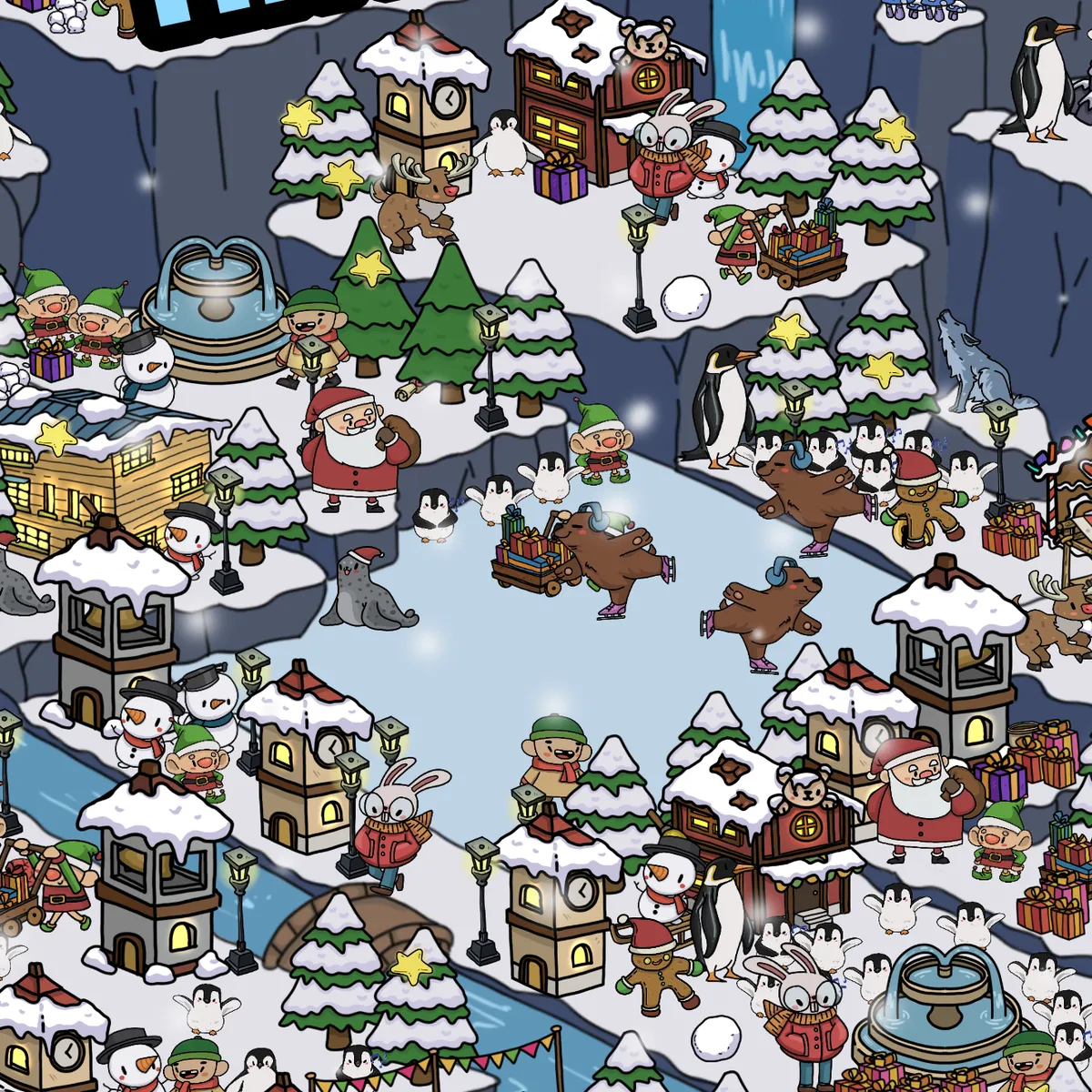 A snowy village scene from Snowglobe Wonders