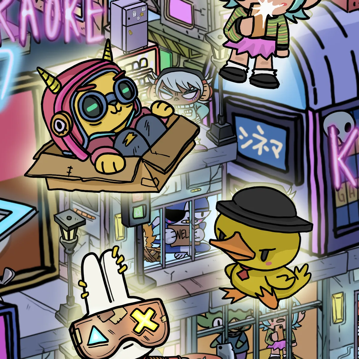 A neon night street from Megabyte Metropolis